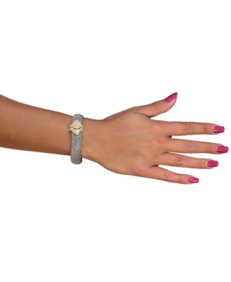 Diamond Dew Drop Popcorn Mesh Bracelet (1/2 ct. t.w.) in Sterling Silver and 14k Plated Gold