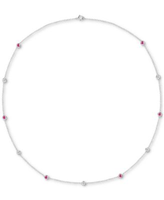 Macy's - Emerald (3/4 ct. t.w.) & White Sapphire (3/8 ct. t.w.) 17" Collar Necklace in Sterling Silver. Also in Ruby & Sapphire