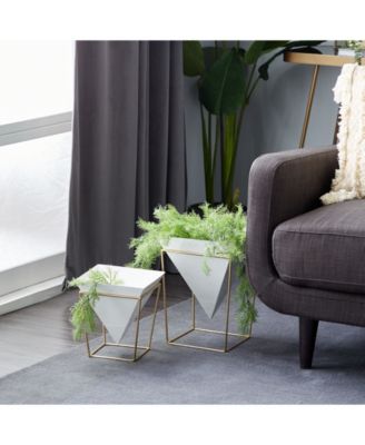 Geometric Planters with Metal Base, Set of 2
