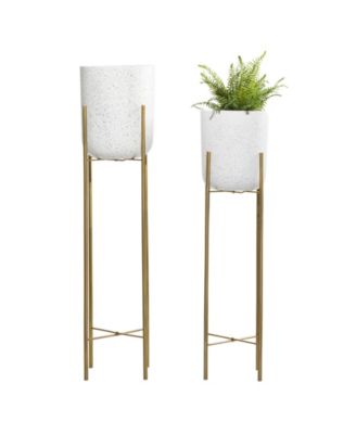 Set of 2 Multi Colored Metal Contemporary Planter, 39", 46"