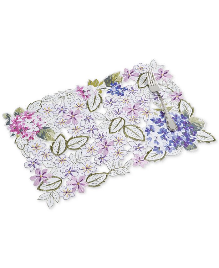 Elrene Spring Hydrangea Cutwork Allover Rectangle Fabric Placemat 13" x 19" Macy's