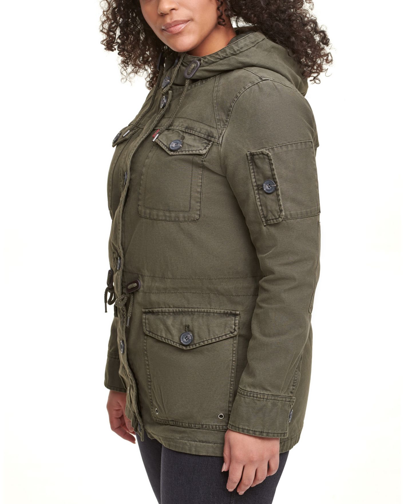 Женская куртка Levi's Trendy Plus Size Hooded Military, цвет: Армейский зелёный — фото 4