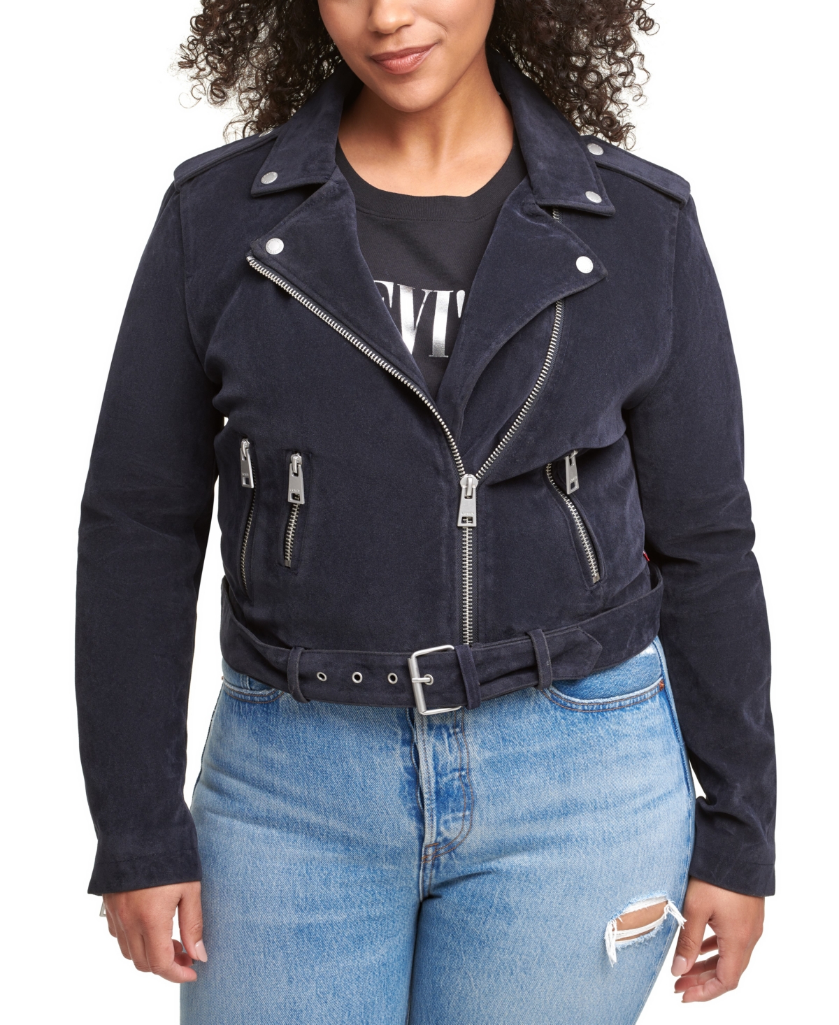 Levi's Trendy Plus Size Faux-Suede Moto Jacket | Smart Closet