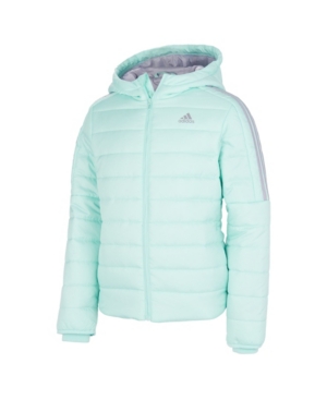 image of Adidas Little Girls Zip Front Classic Puffer Hooded Jacket