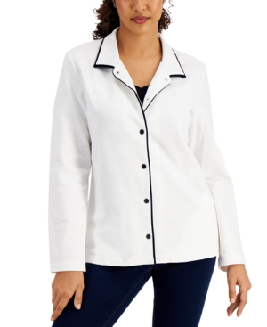 Karen Scott Piped Collared Jacket Created for Macy's