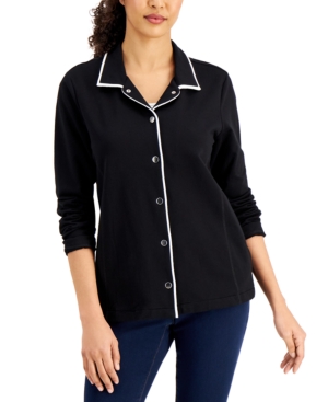 Karen Scott Piped Collared Jacket Created for Macy's