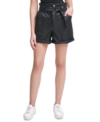 Calvin Klein Jeans - Faux-Leather Paperbag Shorts