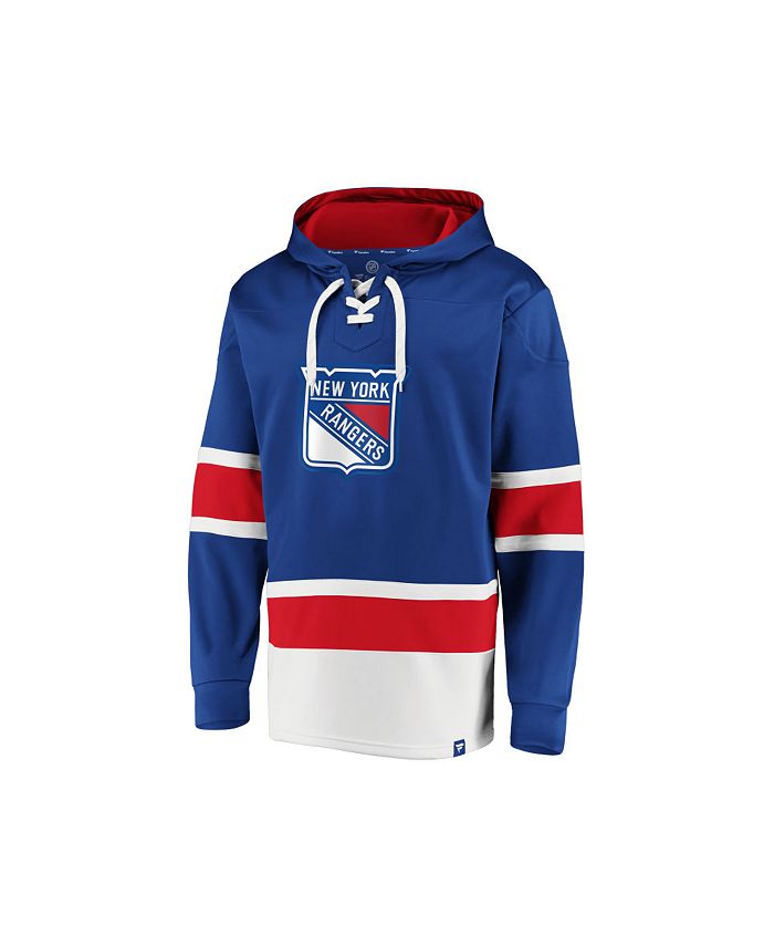 New York Rangers adidas Jersey Lace-Up Pullover Hoodie - Blue