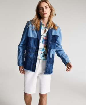 Sun + Stone Men's Lucas Regular-Fit Colorblocked Patchwork Denim Jacket