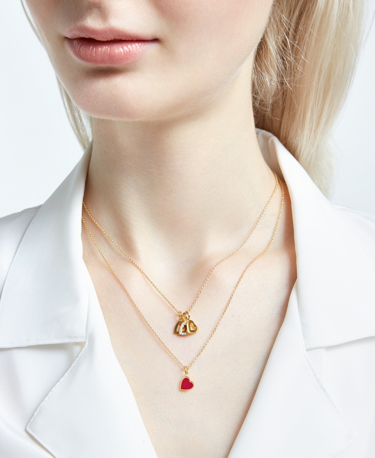 Sarah Chloe Love Count Enamel Heart Pendant Necklace in 14k Gold Over Sterling Silver