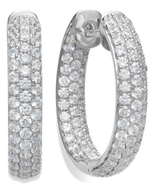 image of Arabella Sterling Silver Swarovski Zirconia Pave Hoop Earrings (8-1/2 ct. t.w.)