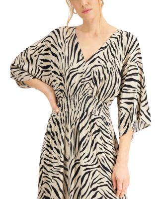 INC International Concepts Smocked Zebra-Print Dress, Created for Macy's