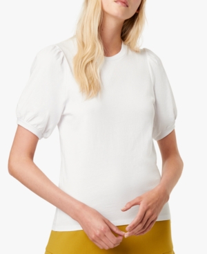 FRENCH CONNECTION PUFF-SLEEVE CREWNECK COTTON TOP
