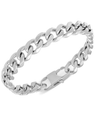 Macy's - Men's Polished Cuban Link Bracelet in Stainless Steel