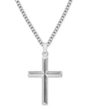 Inox Engraved Black Steel Wood Cross Pendant