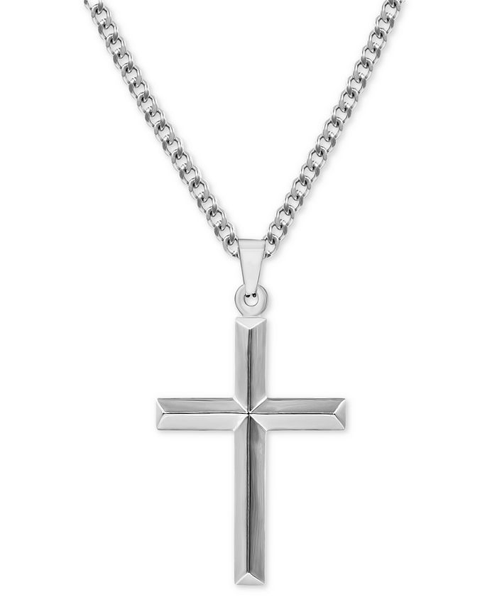 Macy's - Men's Cross 24" Pendant Necklace in Stainless Steel