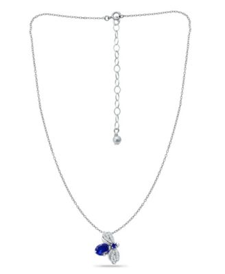 Simulated Blue Sapphire and Cubic Zirconia Bee Pendant