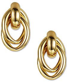 Charter Club Drop Dangle Hook Earrings Cone Shape Clear Crystals Gold-tone 1.25" 