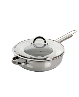 Oster Sangerfield 4 Quart, 3 Piece Saute Pan Set With Lid And Splatter Guard In Silver-tone