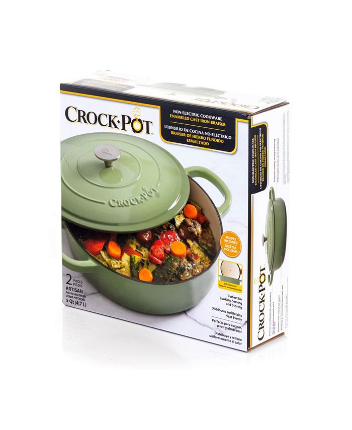 CrockPot Artisan 5 Quart Round Enameled Braiser Pan with Self Basting