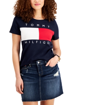 Tommy Hilfiger Women's Big Flag Logo T-shirt In Sky Captain