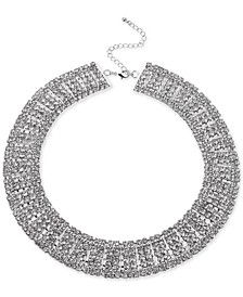 Silver-Tone Crystal Multi-Row Choker Necklace, 12-1/2" + 3" extender, Created for Macy's