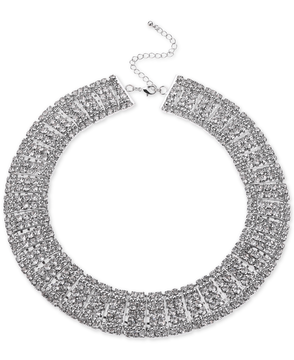 Shop Inc International Concepts Silver-tone Crystal Multi-row Choker Necklace, 12-1/2" + 3" Extender, Created For Macy's