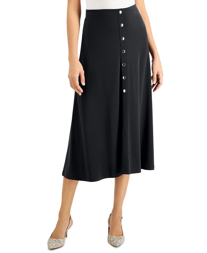 Button front skirt petite top