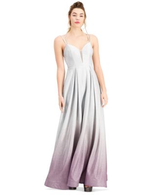 B Darlin Juniors' Strappy-Back Ombré Sparkle Gown - Macy's