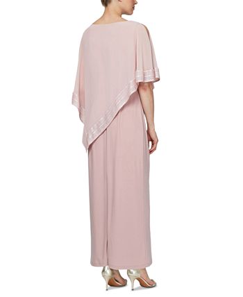 SL Fashions - Metallic-Trim Capelet Gown
