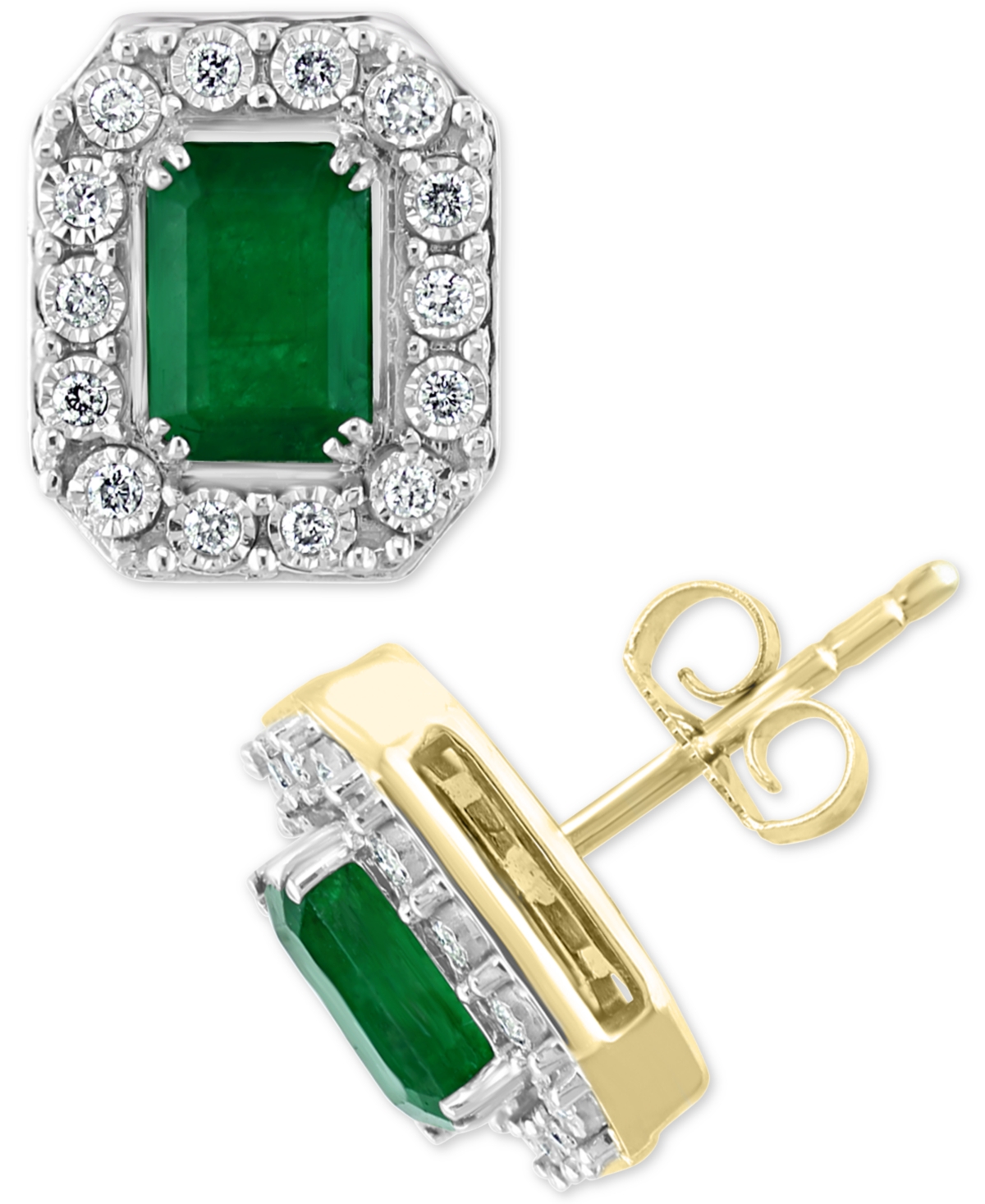 Effy Emerald (1-7/8 ct. t.w.) & Diamond (1/5 ct. t.w.) Earrings in 14k White Gold (Also in Yellow Gold) - Emerald/Yellow Gold