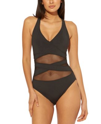 black mesh bathing suit