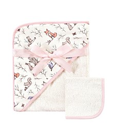 Boys and Girls Cotton Hooded Towel and Washcloth Set
