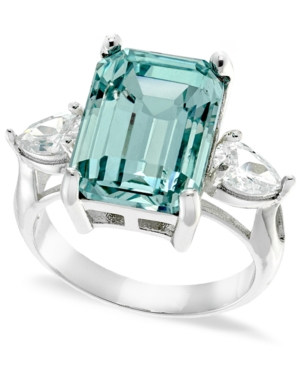 Shop Charter Club Emerald Cut Crystal Ring In Silver Plate, Gold Or Rose Gold Plate, Created For Macy's In Blue