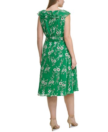 Jessica Howard Plus Size Ruffled V-Neck Dress - Macy's