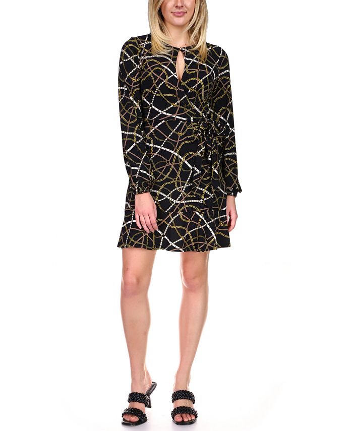 Michael Kors Printed Faux-Wrap Dress, Regular & Petite - Macy's