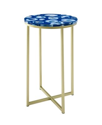 Faux Stone Round Glam Side Table - Macy's