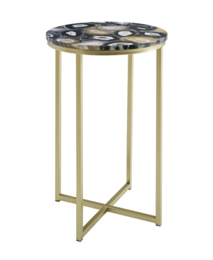 Faux Stone Round Glam Side Table