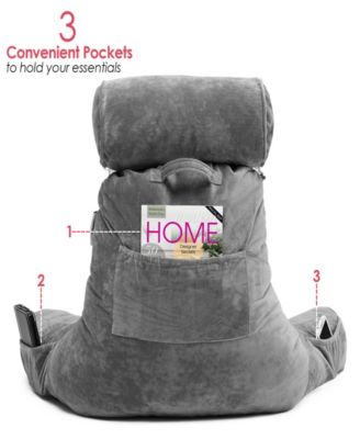 Soft Velour Cover Reading Backrest Pillow Set, Extra Large