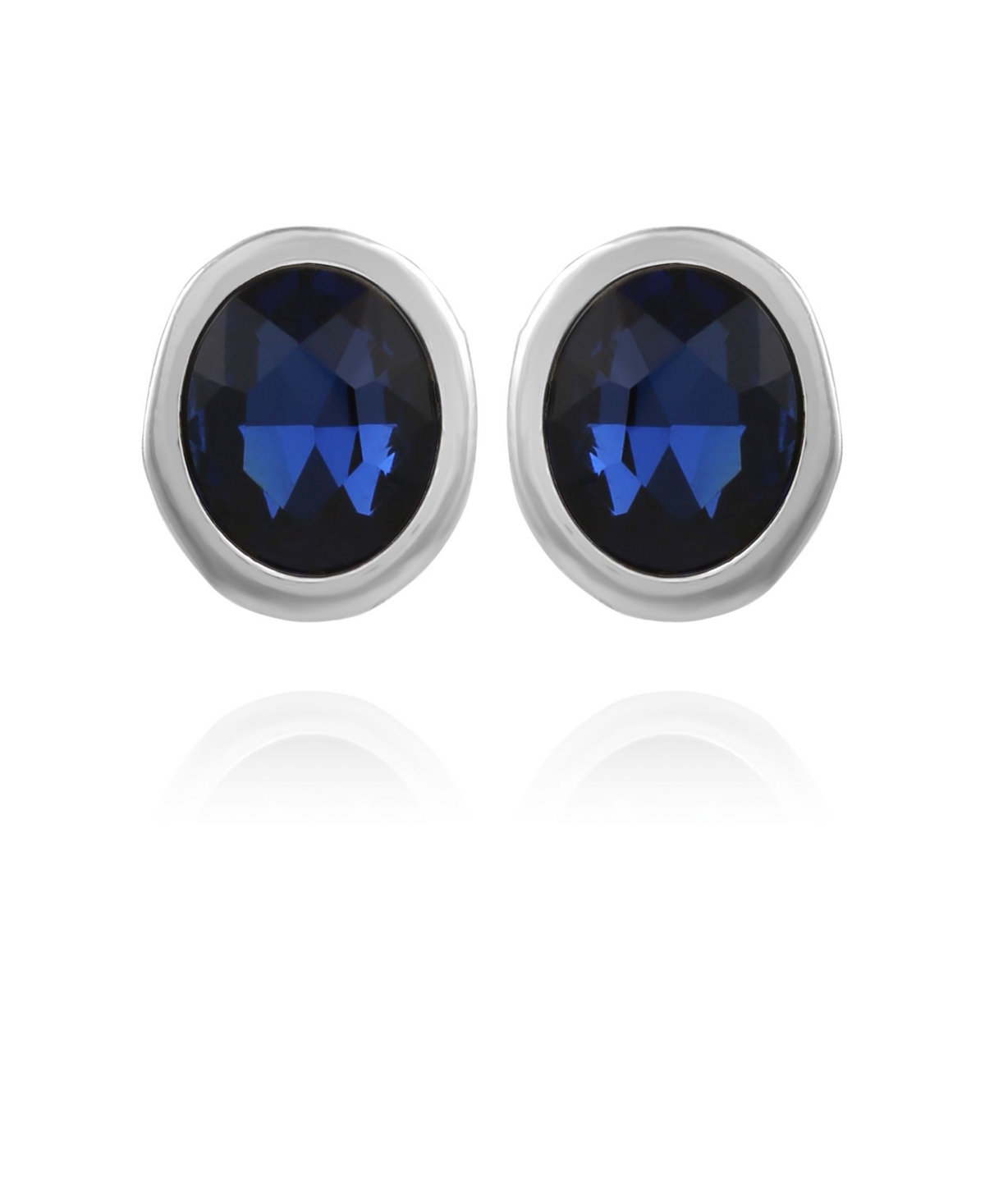 Women's Oval Crystal Stud Earring - Silver