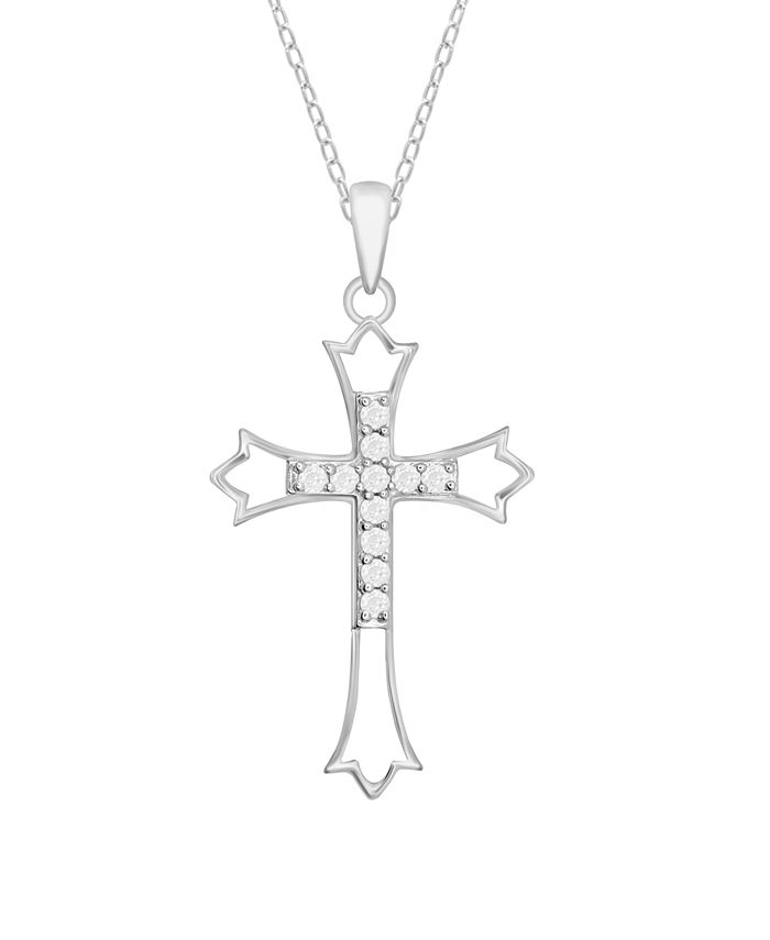 Macy's - Diamond Cross Pendant Necklace (1/10 ct. t.w.) In Sterling Silver