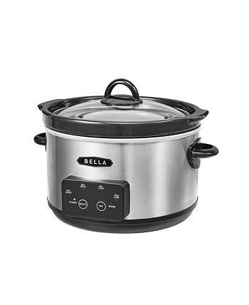 Bella - 5-qt. Slow Cooker with Dipper - Stainless Steel for Sale