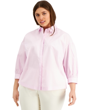 Alfani Plus Size 3/4-sleeve Shirt, Created For Macy's In Lavendar Rain