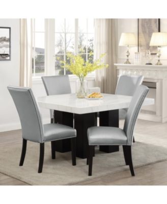 Furniture CLOSEOUT! Camila 5-Pc. Dining Set (Square 54" Marble Table & 4 Dining Chairs)