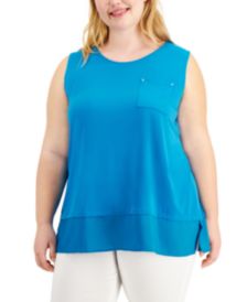 Plus Size Solid Pocket-Front Tank Top