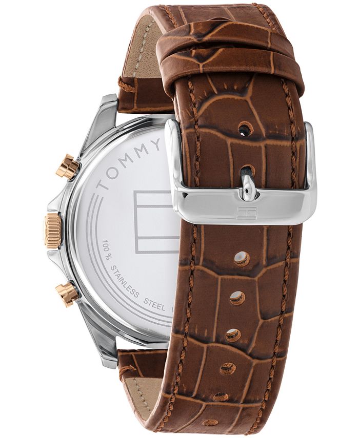 Tommy Hilfiger Men's Brown Leather Strap Watch 44mm Macy's