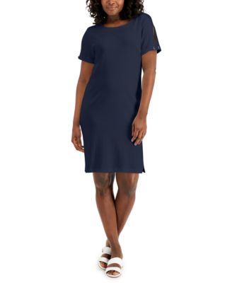 Karen Scott - Cotton Split-Sleeve Dress