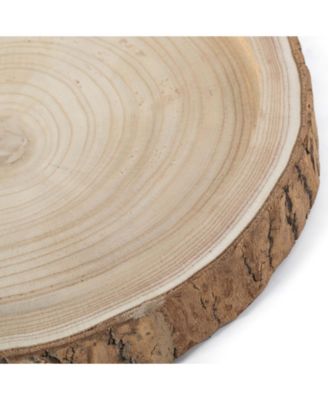 Wood Tree Bark Indented Display Tray Serving Plate Platter Charger