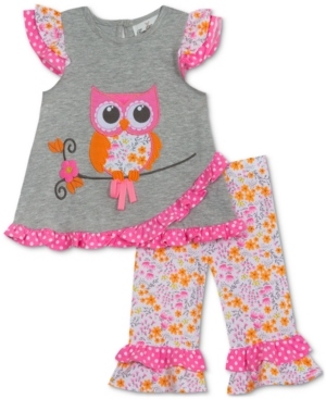 Rare Editions Baby Girls 2-Pc Owl Top & Leggings Set