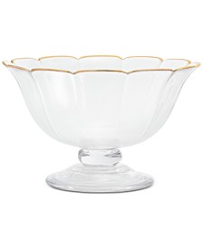 Footed Serve Bowl with Gold Edge, Created for Macy's